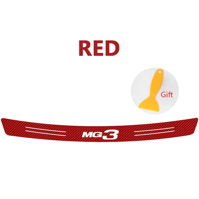 Carbon Fiber Car Tail Trunk Scuff Guard Protector Sticker Rear Bumper Load Edge Protection Decal for MG MG3 Emblem Accessories Red