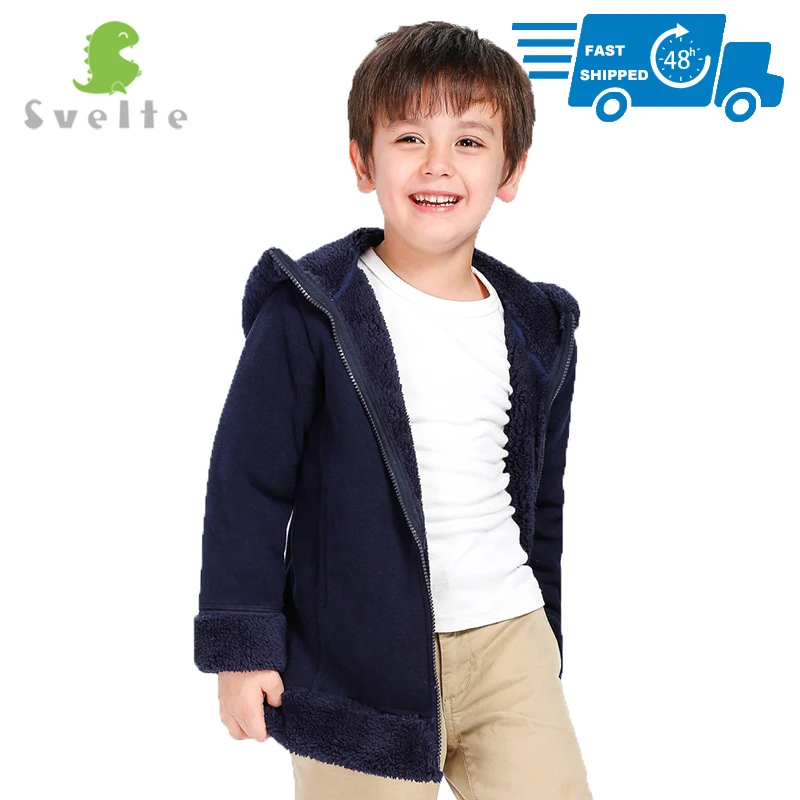 SVELTE for 2-9Y Chlidren Boys Girls Unisex Thick Fur Fleece Hoody Windbreaker Jacket Kids Casual Sweatshirts Fall Winter | Детская
