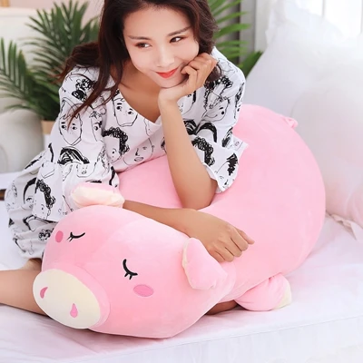 Pink Милая кукла поросенок, плюшевая игрушка, супер мягкая Корейская длинная полоска, креативная подушка, украшение 43 дюйма, 110 см, DY50718 - Цвет: Pink