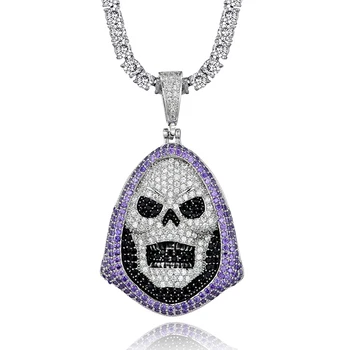 

HIP Hop Gold Color Bling Full AAA+ Cubic Zirconia Iced Out Skull Pendants & Necklaces for Men Jewelry