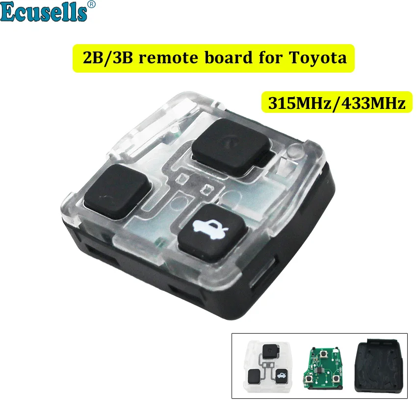 

Internal Assembly of Remote Key for Toyota Camry Prado 315MHz 433mhz 2 button 3 button Transmitter Core remote board pcb