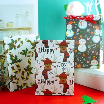 

200pcs Friendly Craft Paper Bag Merry Christmas Gift Bags Lovely Cookies Present Gift Luxury Wedding Candy Bag