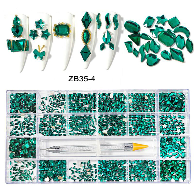 Multi Nail Rhinestones Kit Flatback 240pcs Alloy Charms (Neon,Pink,AB,Blue) Glass Jewelry Nail Art Crystal Box 2022