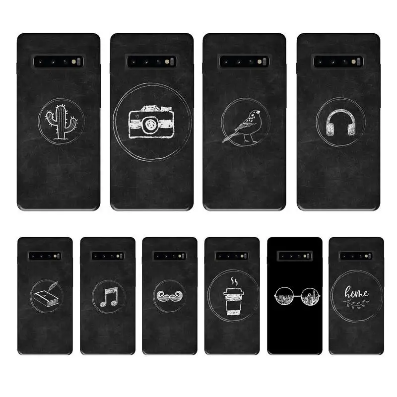 

Black simple background luxury brand case coque fundas for samsung galaxy S8 S9 S10e S20 PLUS J6 J600 cases cover