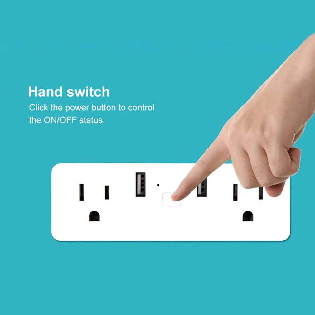 Wifi Smart Plug с двумя USB двухъядерный процессор дистанционное управление порты синхронизации розетка беспроводной выход Голосовое управление