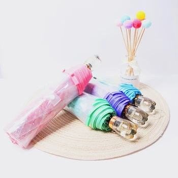 

Transparent Folding Umbrella Pink Follower Pattern Women's Rain Umbrella Clear Luxury Female Teen Girl Outdoor Sun Parasol Blue