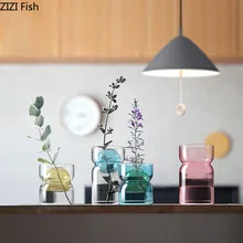 Минималистичные стеклянные вазы прозрачные геометрические Искусственные цветы цветочный горшок художественное украшение стола украшения Настенная ваза домашний декор
