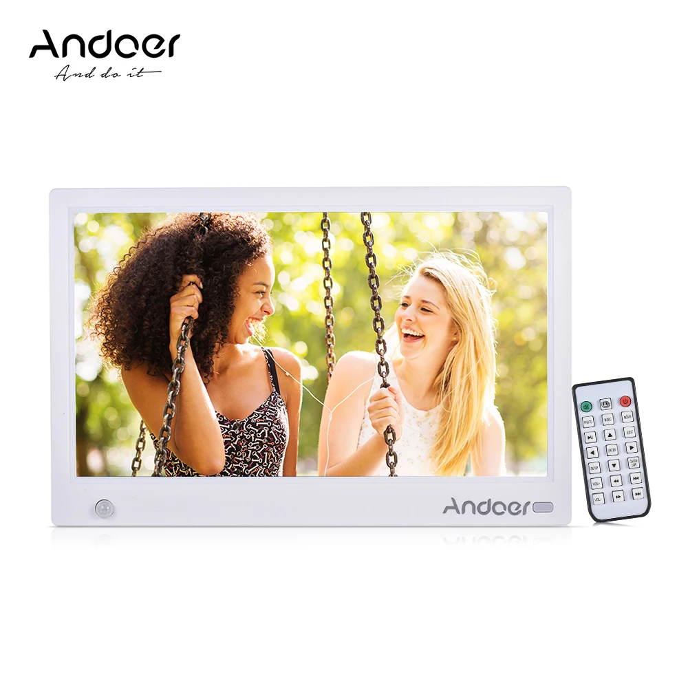 Andoer HD ips широкоформатная цифровая фоторамка цифровой фотоальбом с полнофункциональным беспроводным удаленным детектором движения - Цвет: Белый