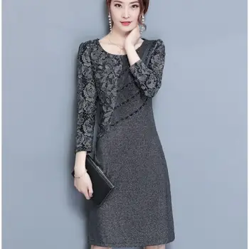 

Plus Size Women Dress 2019 Women Autumn Office Dresses Plus Size Elegant Lady Work Wear Retro Floral Printed Dress J29923