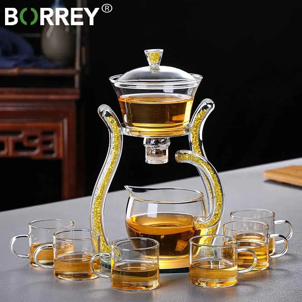 SemiAutomatic Glass Teapot Set (6 Tea Cups) Glass Tea Set