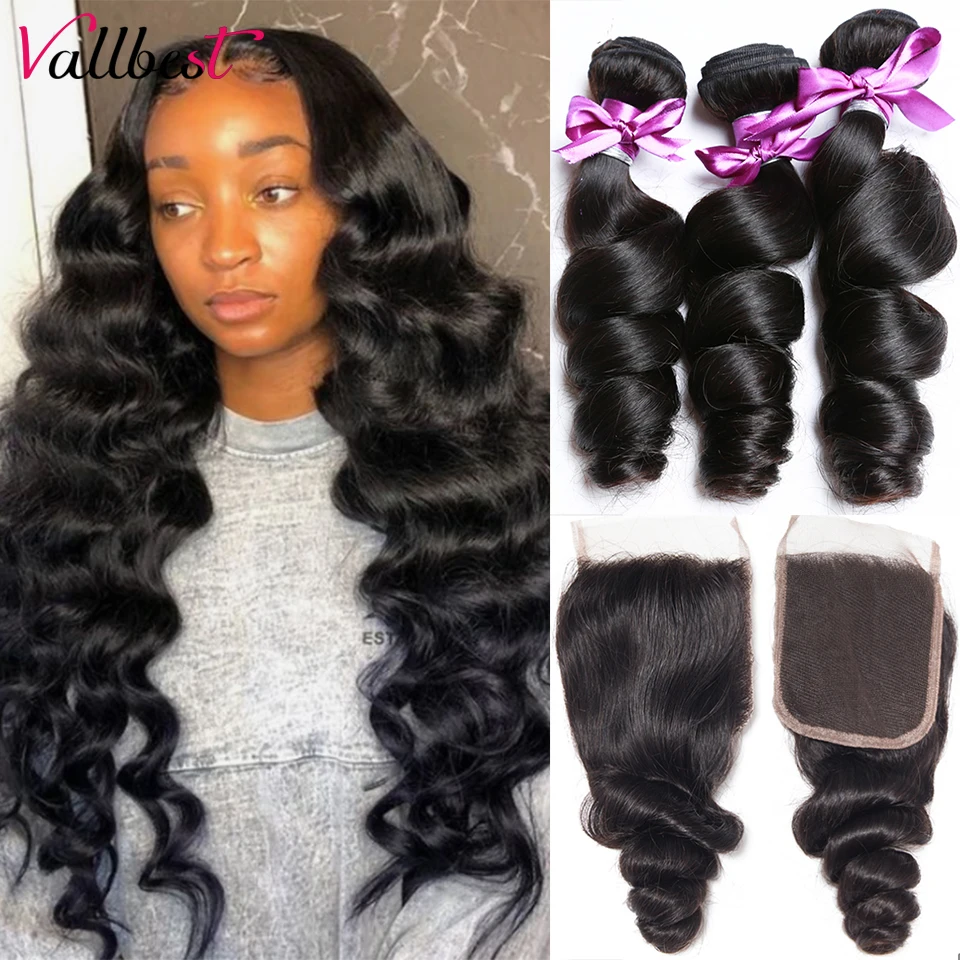Gran venta Vallbest onda suelta mechones con cierre cabello humano 3 mechones con cierre de encaje brasileño extensiones de pelo ondulado mechones Remy extensión del cabello ZJmKLNol Gran venta Vallbest onda suelta mechones con cierre cabello humano 3 mechones con cierre de encaje brasileño extensiones de pelo ondulado mechones Remy extensión del cabello ZJmKLNol