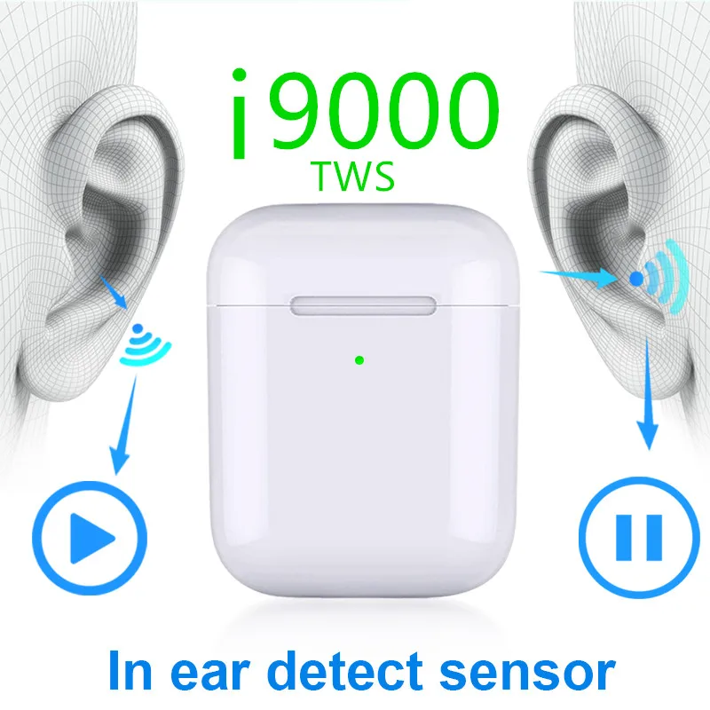 i9000 TWS Bluetooth Earphone In-ear Detection Pop up 1:1 Size Wireless Headphones Single Use Bass Headset PK i200 i500 TWS