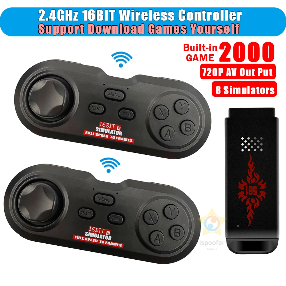 Retro TV Handheld Video Game Console Players with 2 Wireless Controllers Classic 