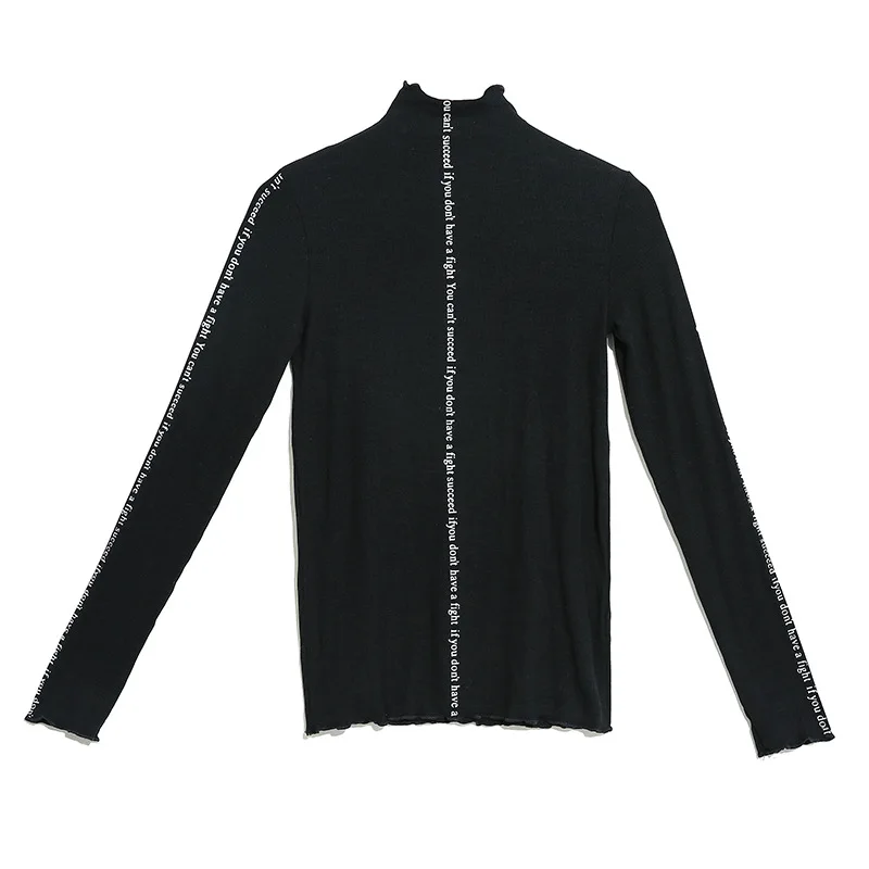 black DMY1538 XITAO, облегающая плиссированная футболка, женская, элегантная, маленькая, свежая, длинный рукав, миноритарный стиль, повседневная, зима, Повседневная футболка DMY1538 - Цвет: black DMY1538