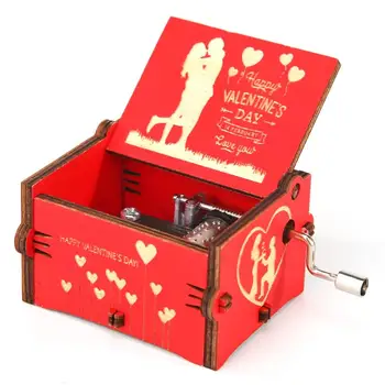 

You Are My Sunshine Music Box Creative Engraving Pattern Wooden Hand Cranked Crafts for Childs Birthday Valentine's Day Gifts