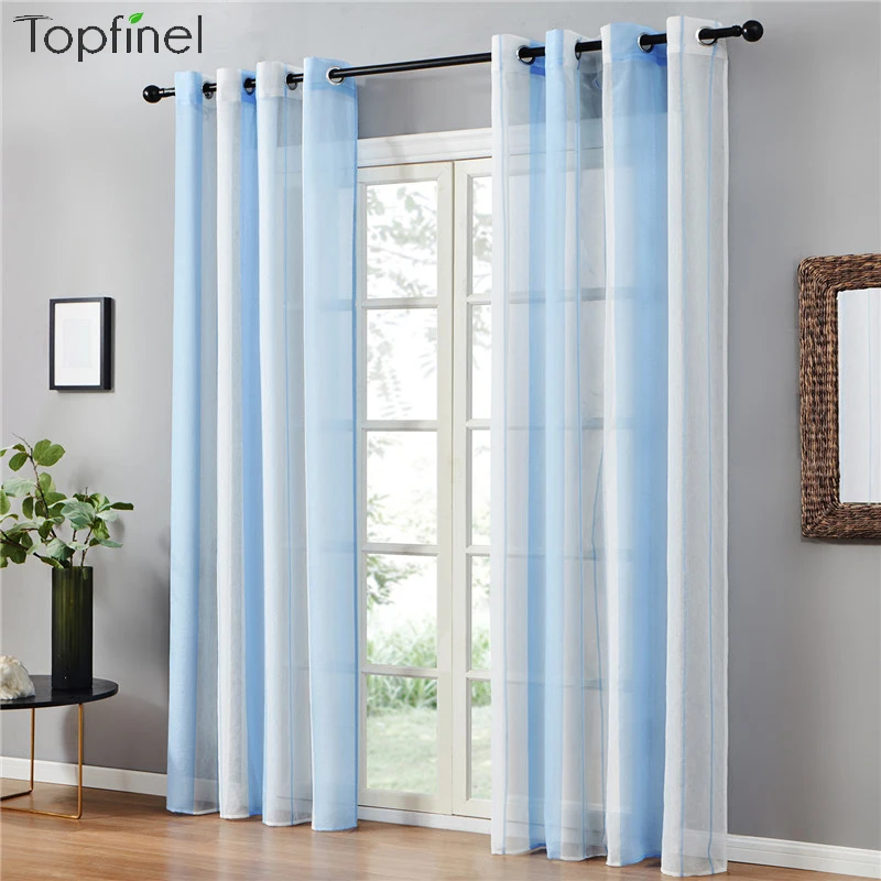 

Gray Sheer Tulle Curtains Stripe Voile Curtains For Living Room Bedroom Window Modern Cafe Curtains Blinds Drapes Topfinel