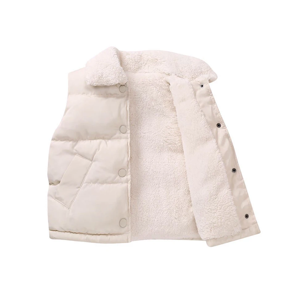 VOGUEON 2021 Autumn Winter Girls Lambswool Vest Coat Children Outerwear Waistcoat Casual Turn-down Collar Boys Jacket Clothing nice winter coats