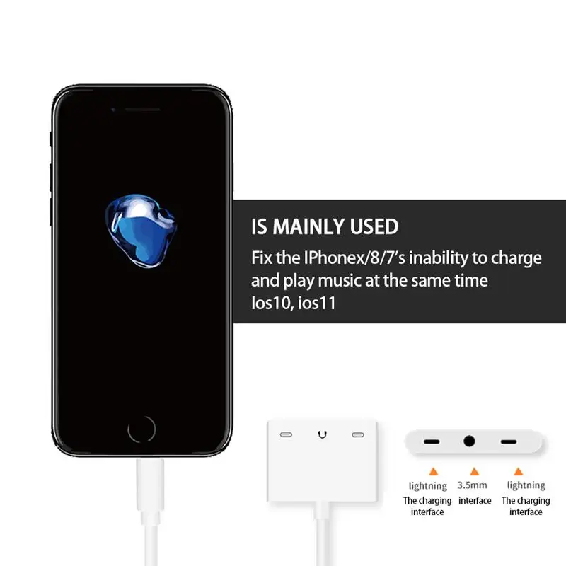 Stiger 3 5mm Headphone Jack Adapter 3 In 1 Audio And Charge Headphone Splitter For Phone IPhone12 11Pro X 8 7Plus