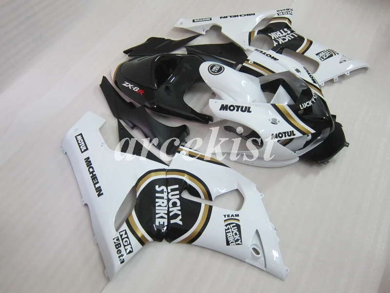 4 подарки ABS мотоцикл обтекатели комплект подходит для kawasaki Ninja ZX6R 636 2005 2006 05 06 6R ZX-6R Кузов Набор Черный Белый lucky
