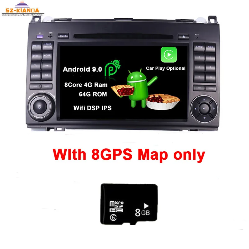 " ips android 9,0 автомобильный gps-навигатор для Mercedes-benz B200 W169 A160 Viano Vito wifi 3g bluetooth рулевое колесо управление радио - Цвет: 8Core 4G Ram 64G ROM