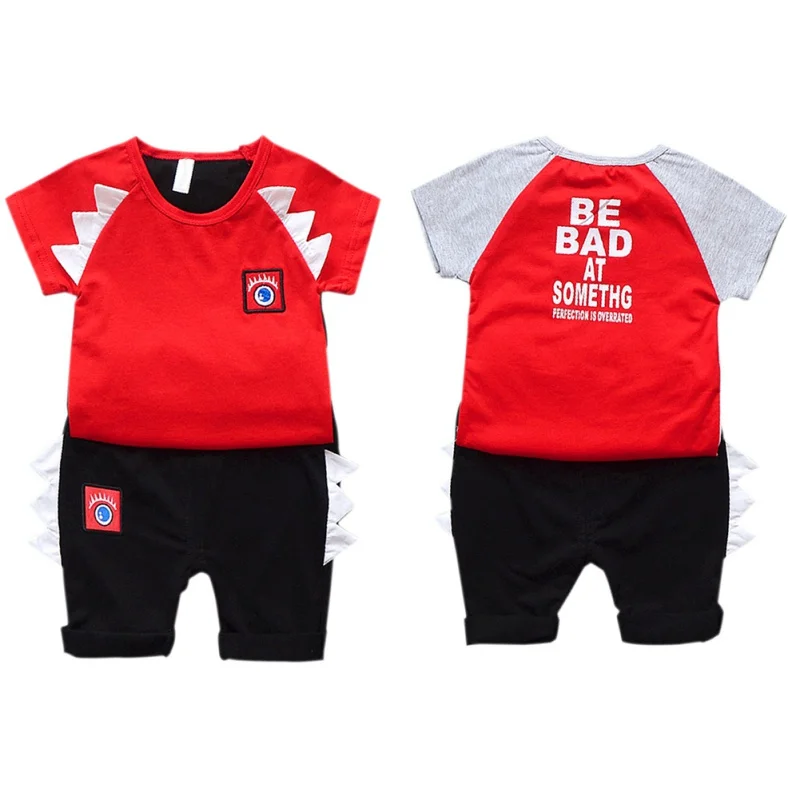 

2Pcs/Set Summer Baby Boys Short Sleeve Letter Eye's Pattern Tops T-shirt+Shorts Casual Outfits Sets