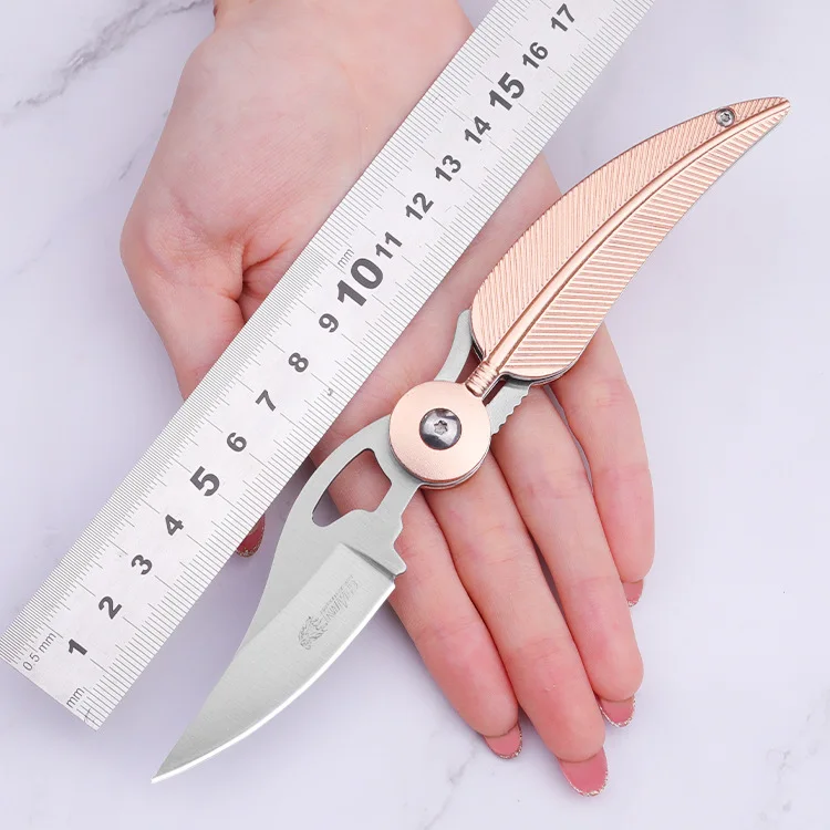 Feather Folding Knife EDC Defense Tool Mini-Knife Tactical Survival Hand A Pocket Cute Pink | Инструменты