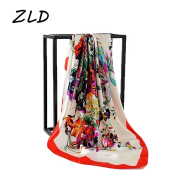 

ZLD Women Scarves Office Ladies Shawl Bandanna 90cm Muslim Hijab kerchief foulard muffler Spring summer Square Silk neck Scarf