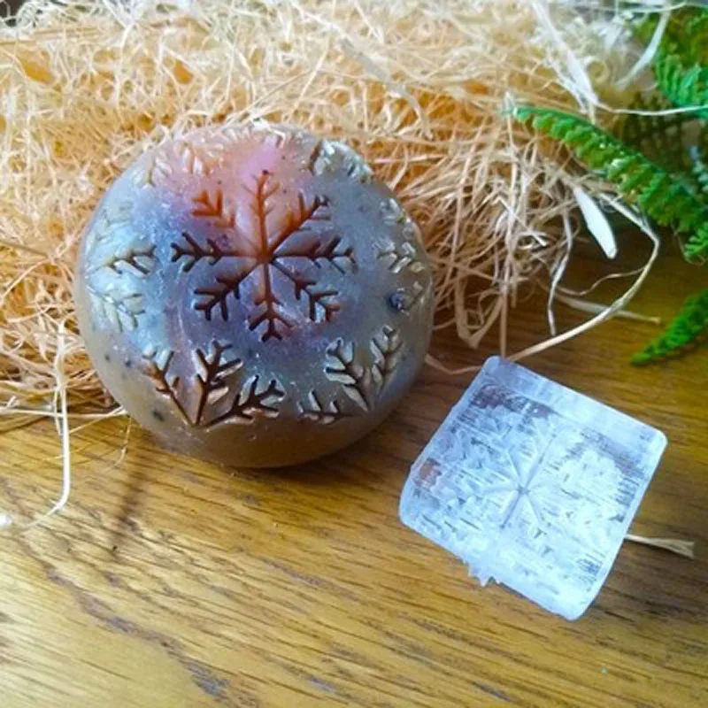 Transparent Acrylic Soap Stamp, No Handle Custom Stamps, Merry Christmas Snowflakes, 35x35mm