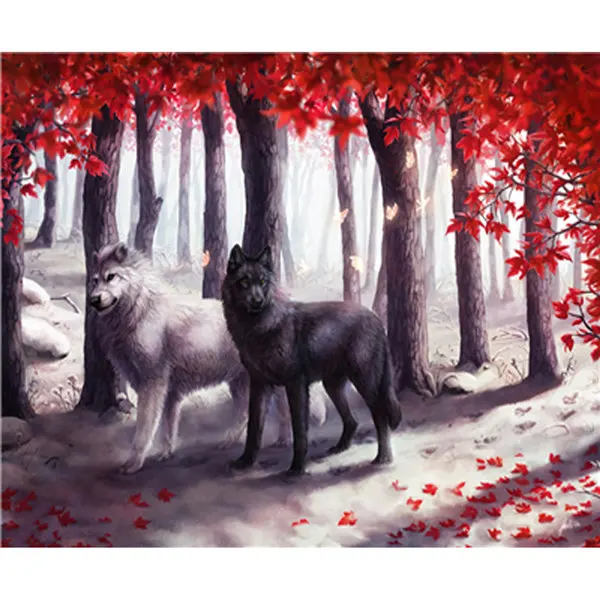 

5D DIY Diamond Embroidary Full Round Drill Mosaic Cross Stitch Wolf 3D Diamond Painting kit Sticker Home Decor TY251