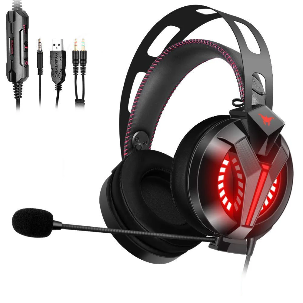 

7.1 Channel Speaker Gaming Headset Headphone Stereo Super Bass With LED Light Long Mic For PC PS4 XOBX