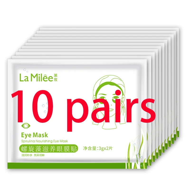 10 pairs-Spirulina 10 упаковок = 10 пар, кристальная коллагеновая маска для глаз, пластырь для век с кристаллами, против морщин и влаги, для удаления темных кругов под глазами, пластырь для глаз - Цвет: 10 pairs-Spirulina