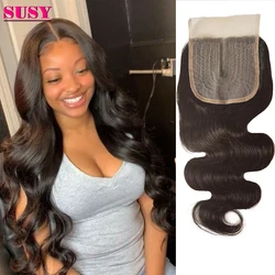 10PCS Wholesale Brazilian Body Wave Closure Human Hair Closure Cheveux Humain Middle T Part Bresilienne 4x4 Lace Closures Only