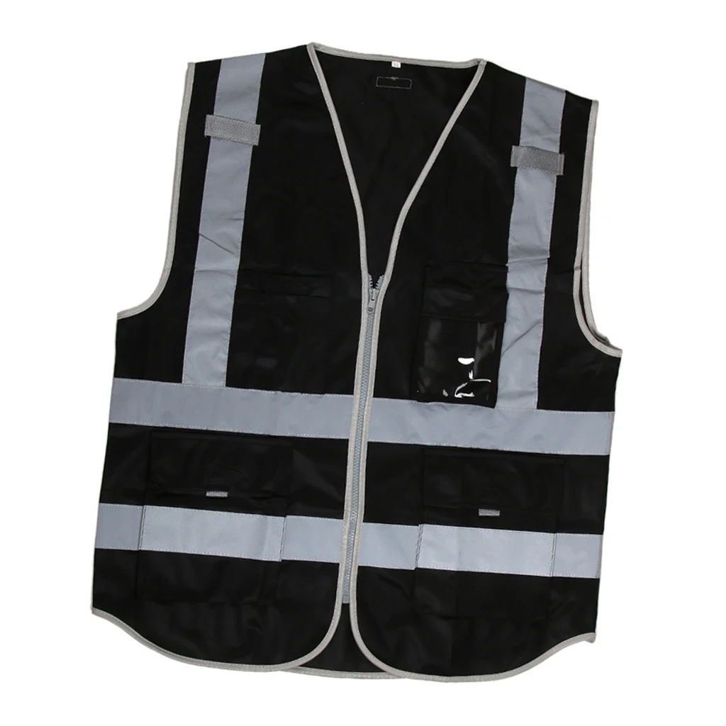 High Visibility Reflective Safety Vest with Pockets Zipper Breathable Mesh Jacket Waistcoat for construction, metro 112x67cm 