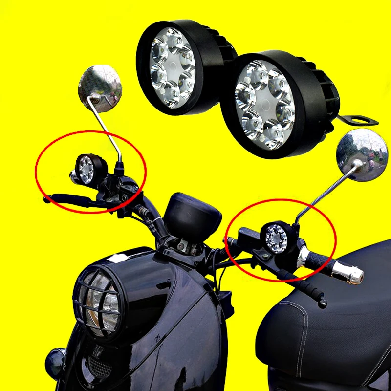1paire 4LED moto phare conduite Spot Fog Light rearview Mirror Lamp