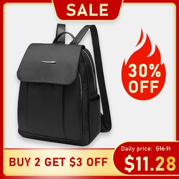 

Women Backpack Black Zipper Black Red Casual Side Pocket Rucksack Oxford Cloth Shoulder Bags Waterproof Girl Teenager Back Pack