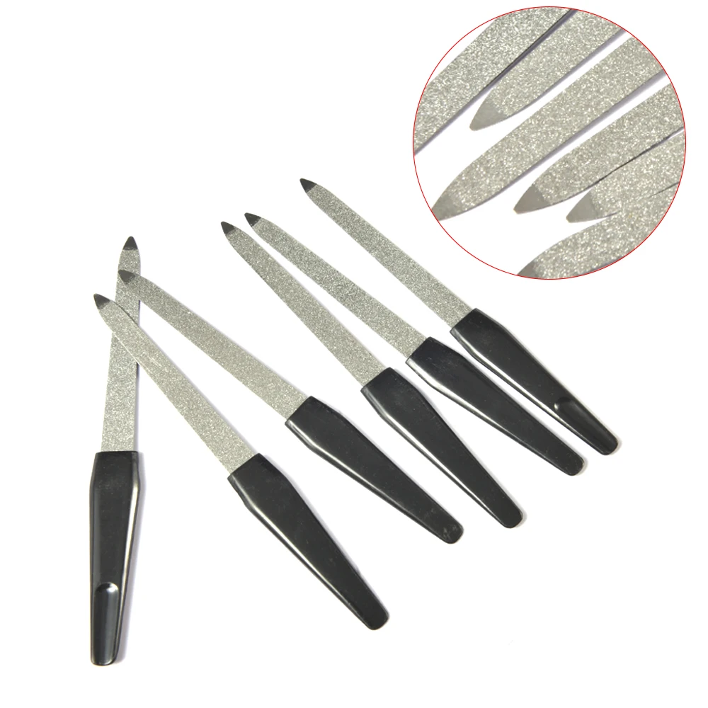 5PCS/Set Metal Double-Sided Nail Files Black Handle Strong Edge Manicure Sharpening Nail Grooming Beauty Pedicure Nail Files