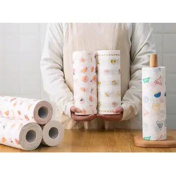 

1 Roll Wood pulp Disposable Cleaning Cloth Absorbent Cloth Dish Towel Dish Cloth with Soap Practical Rags Wiping Souring Pad