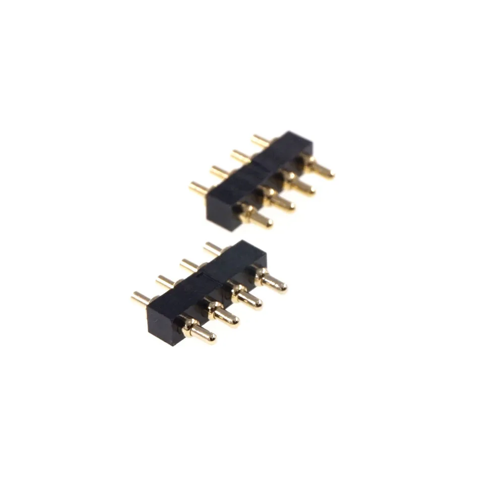 

100Pcs Spring Loaded Pogo Pin Connector 4 Pin Pitch 2.54 Grid Through Holes Brass Material Gold 1u Single Row PCB 6.0 Height