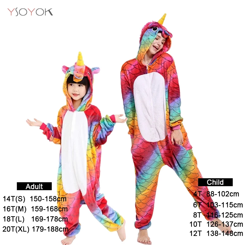 Fish scale unicorn 2 Kigurumi/Пижама с пандой; детская пижама с единорогом и животными из мультфильмов для мальчиков и девочек; детская зимняя теплая фланелевая одежда для сна - Цвет: Fish scale unicorn 2