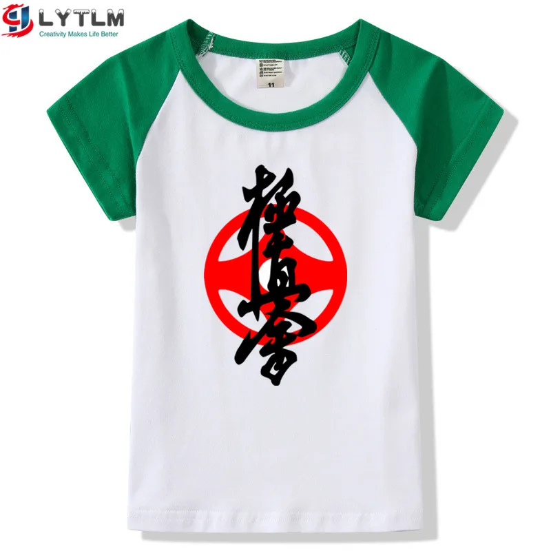 Футболка LYTLM Kyokushin Karate Oyama для мальчиков, Детские футболки в Корейском стиле для мальчиков, Детская футболка Kung Fu детская футболка Moleton Infantil - Цвет: DX Raglan Green