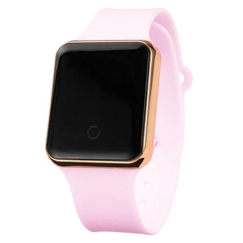 Digital Watch Bracelet Pink Electronic Reloj Womens Square Kids Simple Led Boy Strap