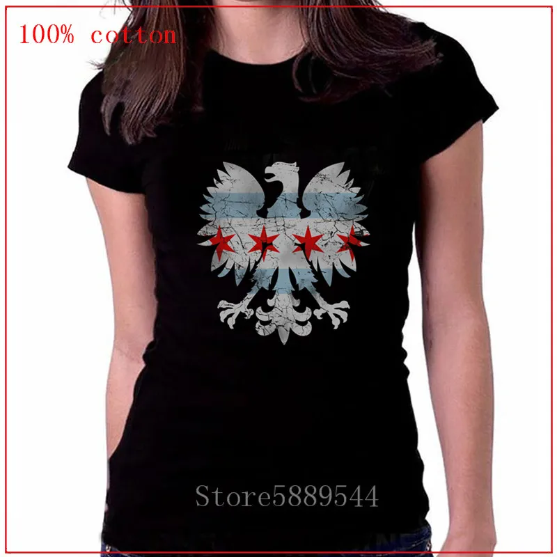 Женская Винтажная футболка с польским орлом флагом Chicago Flag Poland family heritage homme