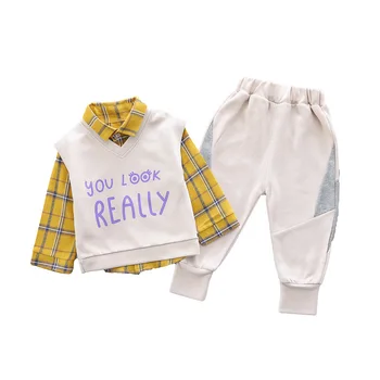 

New Spring Autumn Baby Clothes Suit Children Boy Girls Letter Vest Shirt Pants 3Pcs/sets Toddler Casual Clothing Kids Tracksuits