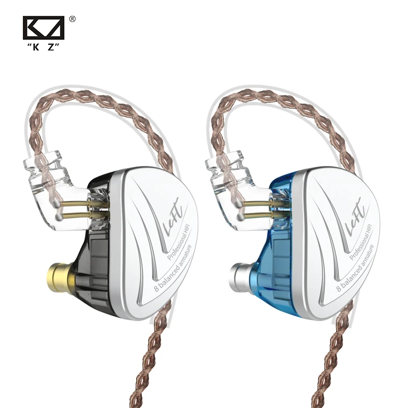 KZ AS16 8BA драйвер в ухо наушник 8 сбалансированный арматурный HIFI монитор разрешение