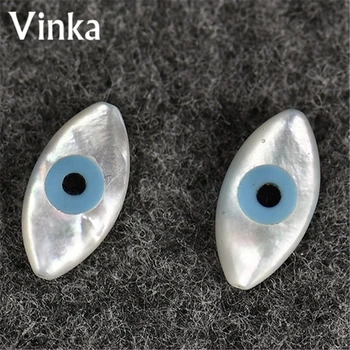 

30pcs/lot wholesale 6*12mm Mother Of Pearl Marquise Eye Blue Eye Beads For Turkish Style Jewelry Accessories