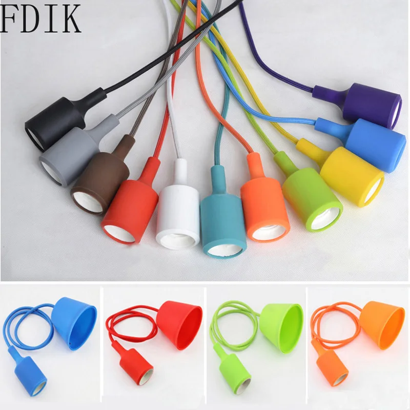 

Color Pendant Lights Wire Restaurant Bar Hanging Lamp Colorful Fashion Hanging Wire Woven Silicone Lamp Head E27 Led Hanglamp