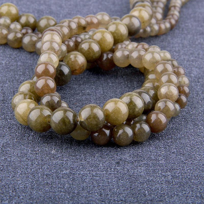 Natural Stone Brown Aragonites Jades Bead Chalcedony Smooth Agates Loose Spacer Beads For Jewelry Bracelet Making 15.5"strand