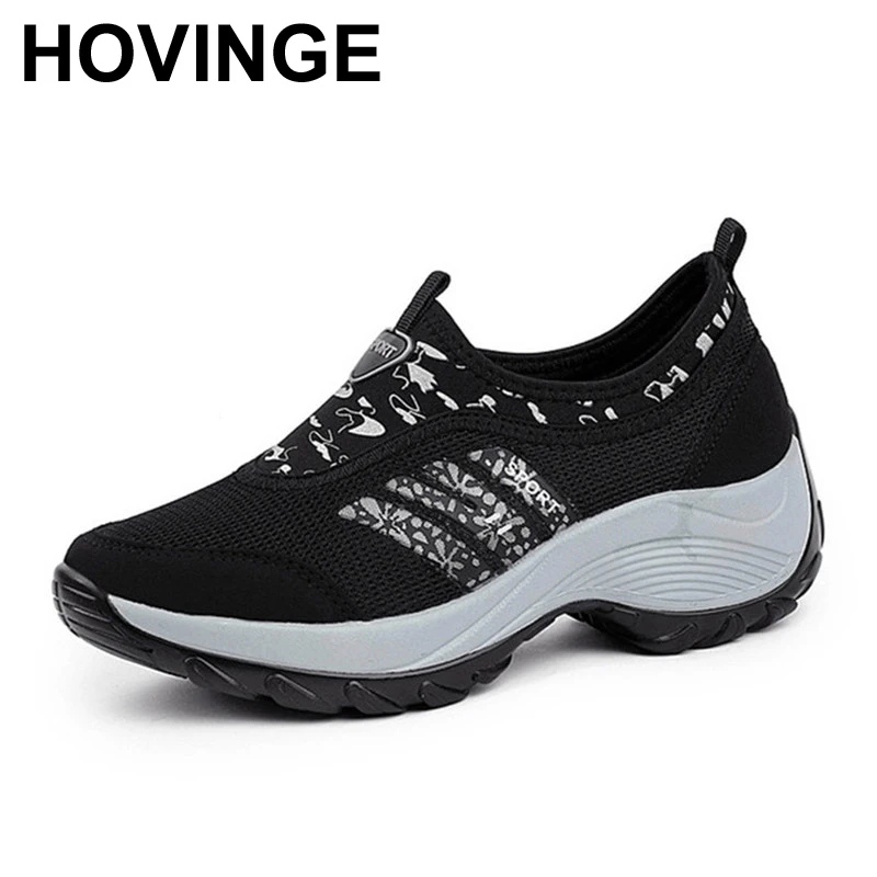 

HOVINGE Spring Autumn New Designer Women Wedges Platform Sneakers Ladies Slip On Loafers Tenis Feminino Casual Shoes