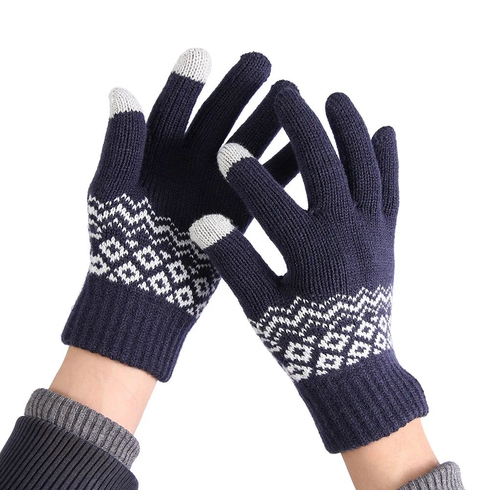 Унисекс Зима Осень Сенсорный экран перчатки для мужчин и женщин вязаные перчатки мужские утолщенные теплые шерстяные кашемировые варежки деловые Перчатки Горячая Распродажа