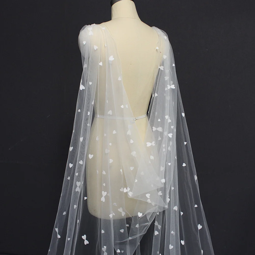 

Real Photos Beautiful Long Wedding Cape 3 Meters Ivory Bridal Bolero with Pin on Shoulder bolero femme Wedding Accessories